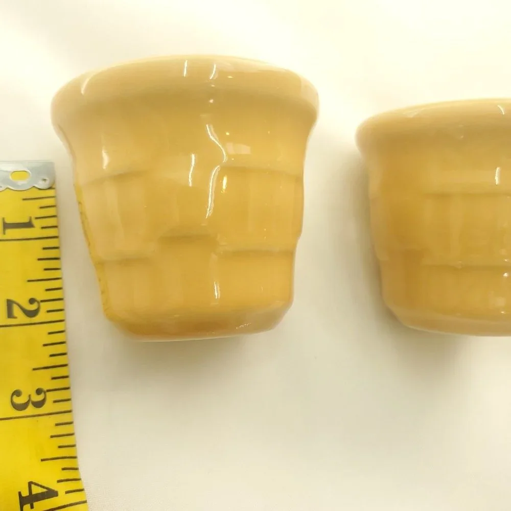 Longaberger 30974 Butternut Pottery Woven Traditions Two Piece Votive Set